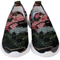 Pink Peony  Flower Kids  Slip On Sneakers