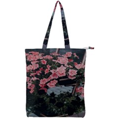 Pink Peony  Flower Double Zip Up Tote Bag