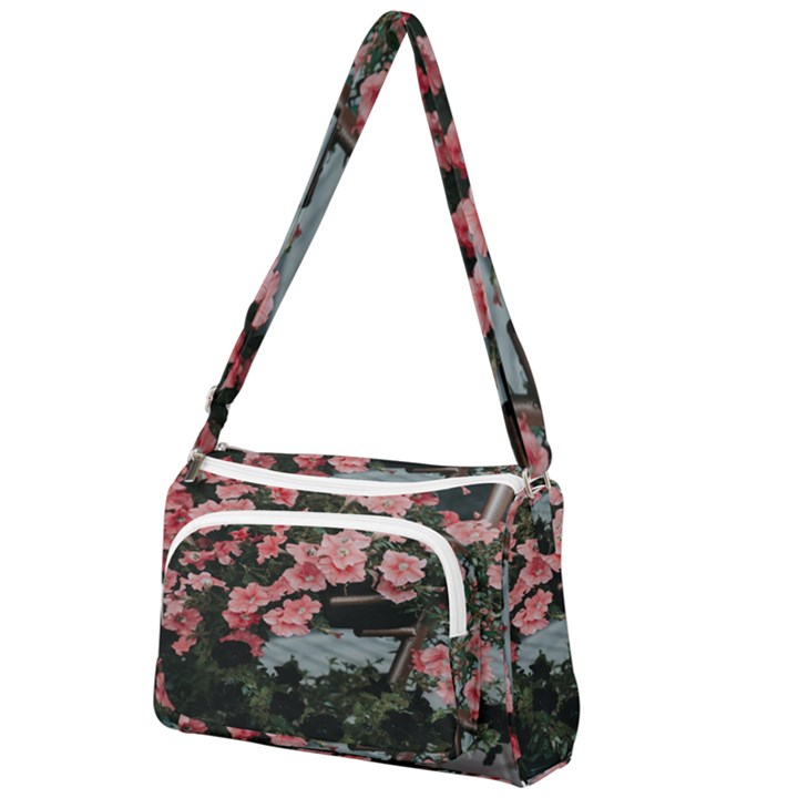 Pink Peony  Flower Front Pocket Crossbody Bag