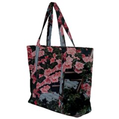 Pink Peony  Flower Zip Up Canvas Bag by artworkshop