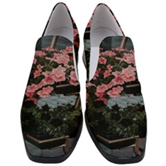 Pink Peony  Flower Women Slip On Heel Loafers