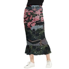 Pink Peony  Flower Maxi Fishtail Chiffon Skirt