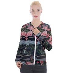 Pink Peony  Flower Casual Zip Up Jacket by artworkshop