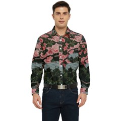 Pink Peony  Flower Men s Long Sleeve Pocket Shirt 