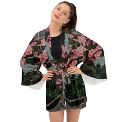 Pink Peony  Flower Long Sleeve Kimono