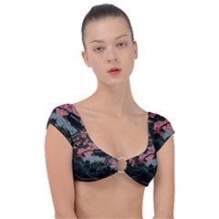 Pink Peony  Flower Cap Sleeve Ring Bikini Top