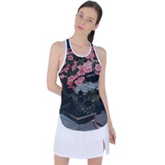 Pink Peony  Flower Racer Back Mesh Tank Top