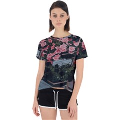 Pink Peony  Flower Open Back Sport Tee