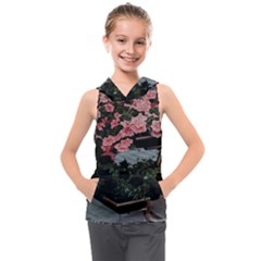 Pink Peony  Flower Kids  Sleeveless Hoodie by artworkshop