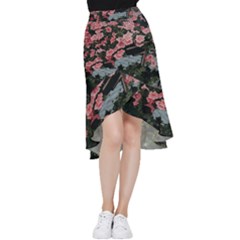 Pink Peony  Flower Frill Hi Low Chiffon Skirt