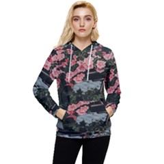 Pink Peony  Flower Women s Lightweight Drawstring Hoodie