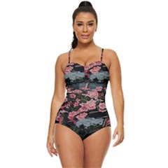 Pink Peony  Flower Retro Full Coverage Swimsuit by artworkshop