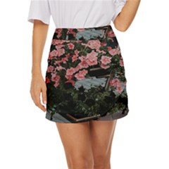 Pink Peony  Flower Mini Front Wrap Skirt