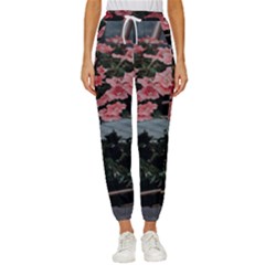 Pink Peony  Flower Women s Cropped Drawstring Pants