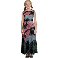 Pink Peony  Flower Kids  Satin Sleeveless Maxi Dress