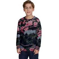 Pink Peony  Flower Kids  Long Sleeve Jersey