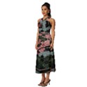 Pink Peony  Flower Sleeveless Cross Front Cocktail Midi Chiffon Dress View2