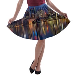 Seaside River A-line Skater Skirt by artworkshop