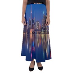 Seaside River Flared Maxi Skirt by artworkshop