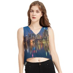 Seaside River V-neck Cropped Tank Top by artworkshop