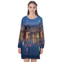 Seaside River Long Sleeve Chiffon Shift Dress  View1