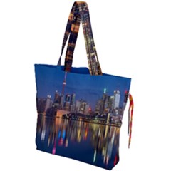 Seaside River Drawstring Tote Bag by artworkshop