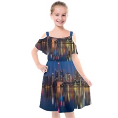 Seaside River Kids  Cut Out Shoulders Chiffon Dress by artworkshop