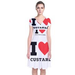 I Love Custard Short Sleeve Front Wrap Dress by ilovewhateva