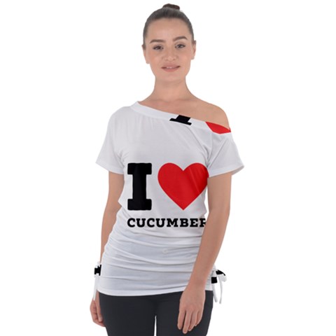 I Love Cucumber Off Shoulder Tie-up Tee by ilovewhateva