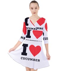 I Love Cucumber Quarter Sleeve Front Wrap Dress by ilovewhateva