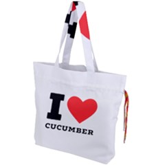 I Love Cucumber Drawstring Tote Bag by ilovewhateva