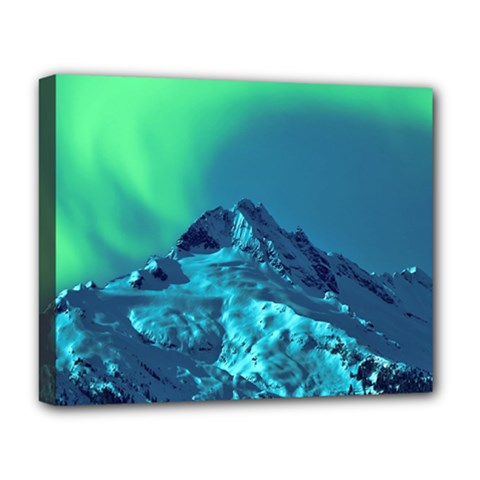 Aurora Borealis Sky Winter Snow Mountains Night Deluxe Canvas 20  X 16  (stretched)