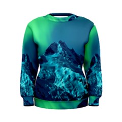 Aurora Borealis Sky Winter Snow Mountains Night Women s Sweatshirt by B30l