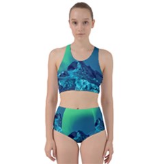 Aurora Borealis Sky Winter Snow Mountains Night Racer Back Bikini Set