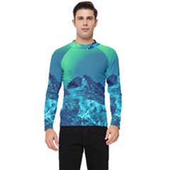 Aurora Borealis Sky Winter Snow Mountains Night Men s Long Sleeve Rash Guard by B30l