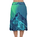 Aurora Borealis Sky Winter Snow Mountains Night Velvet Flared Midi Skirt View2