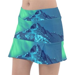 Aurora Borealis Sky Winter Snow Mountains Night Classic Tennis Skirt by B30l