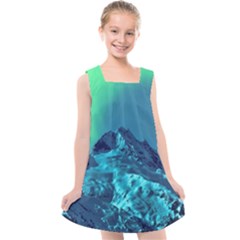 Aurora Borealis Sky Winter Snow Mountains Night Kids  Cross Back Dress by B30l