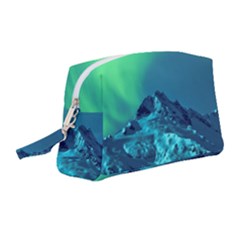 Aurora Borealis Sky Winter Snow Mountains Night Wristlet Pouch Bag (medium)