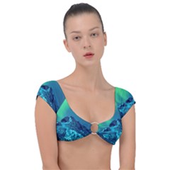 Aurora Borealis Sky Winter Snow Mountains Night Cap Sleeve Ring Bikini Top