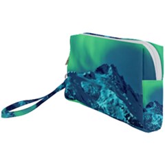 Aurora Borealis Sky Winter Snow Mountains Night Wristlet Pouch Bag (small) by B30l