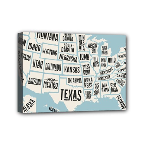 Black White Usa Map States Mini Canvas 7  X 5  (stretched) by B30l