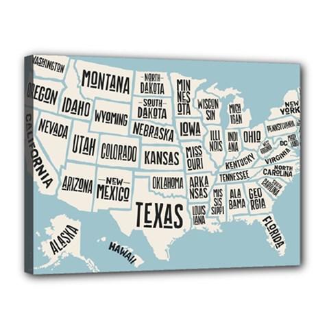 Black White Usa Map States Canvas 16  X 12  (stretched) by B30l