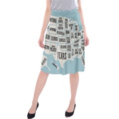 Black White Usa Map States Midi Beach Skirt by B30l