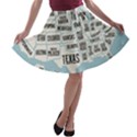 Black White Usa Map States A-line Skater Skirt View1