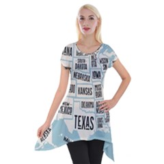 Black White Usa Map States Short Sleeve Side Drop Tunic by B30l