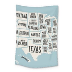 Black White Usa Map States Small Tapestry by B30l