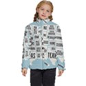 Black White Usa Map States Kids  Puffer Bubble Jacket Coat View1