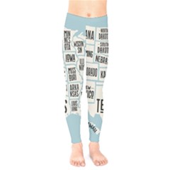 Black White Usa Map States Kids  Leggings by B30l