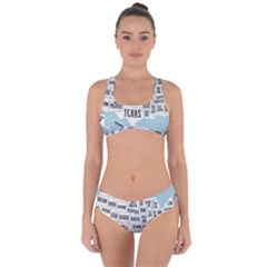 Black White Usa Map States Criss Cross Bikini Set by B30l